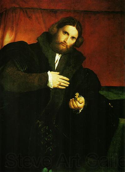 Lorenzo Lotto Portrat eines Edelmannes mit Lowentatze Spain oil painting art